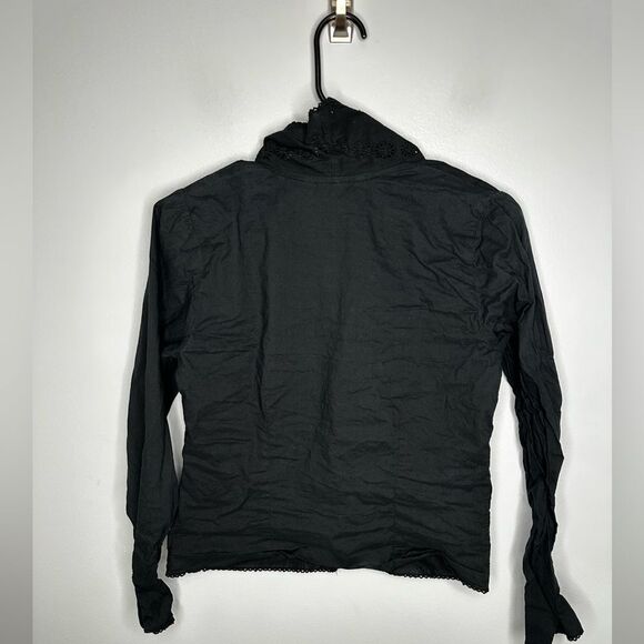 Johnny was black embroidered eyelet blouse Button Down XS - Picture 5 of 5